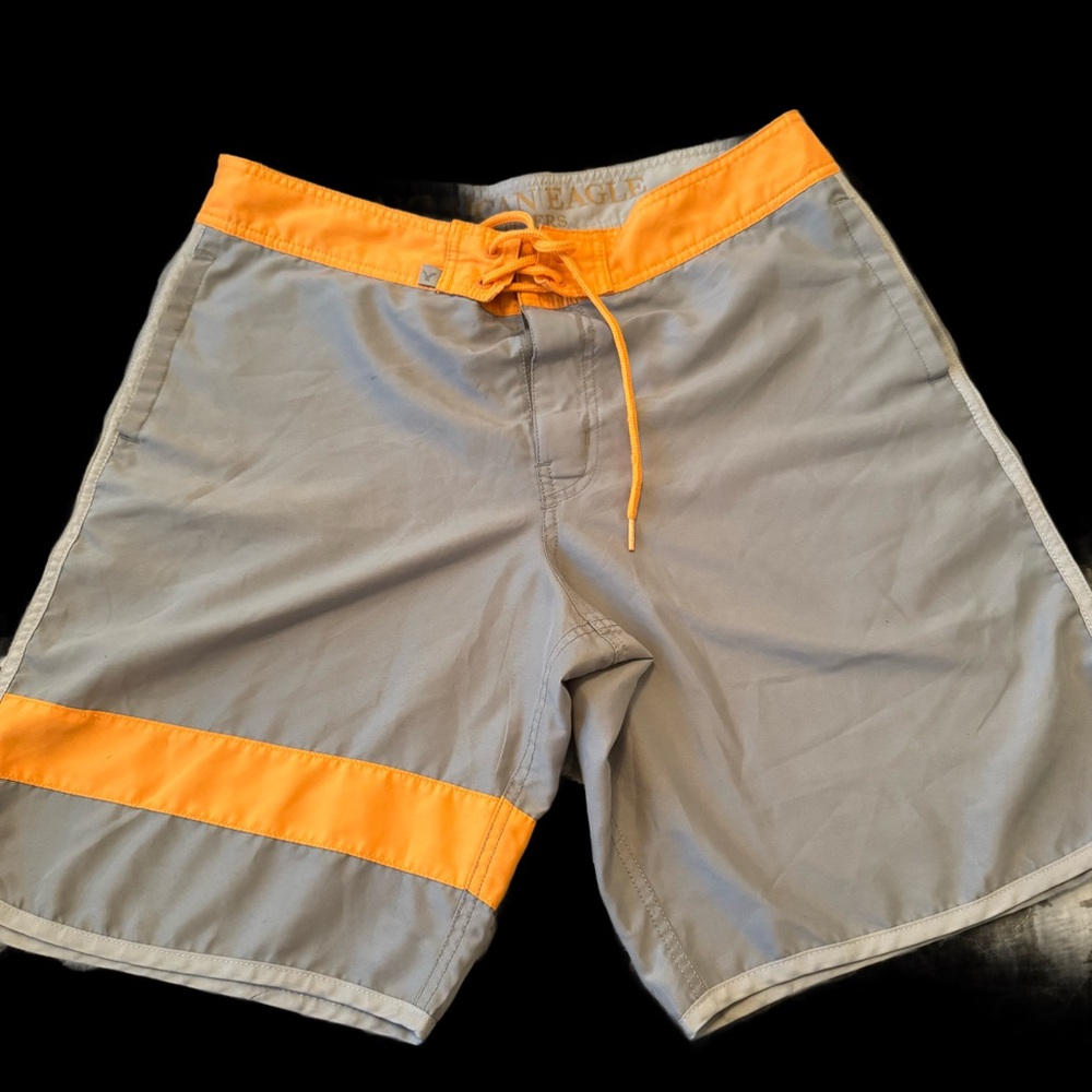 Men's Gray and Orange Swim Shorts